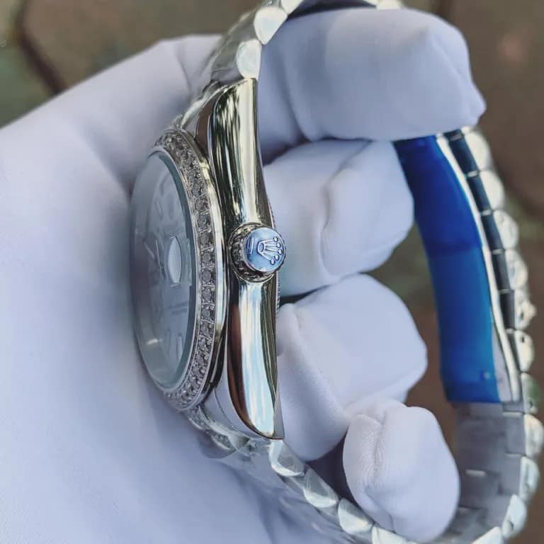 Đồng hồ Nam Ro-lex máy nhật mặt xanh vành đá dây dọc đá  41mm dòng cơ Automatic day date