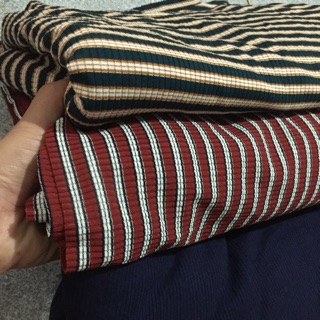 Vải cotton gân kẻ cực đẹp đanh dai Kimthoa Huynh