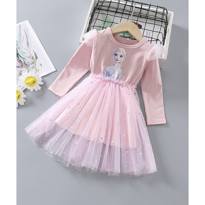 Váy bé gái dài tay ⚡𝑭𝒓𝒆𝒆𝒔𝒉𝒊𝒑⚡ váy công chúa elsa cho bé thu đông size đại đến 140 hàng quảng châu cao cấp