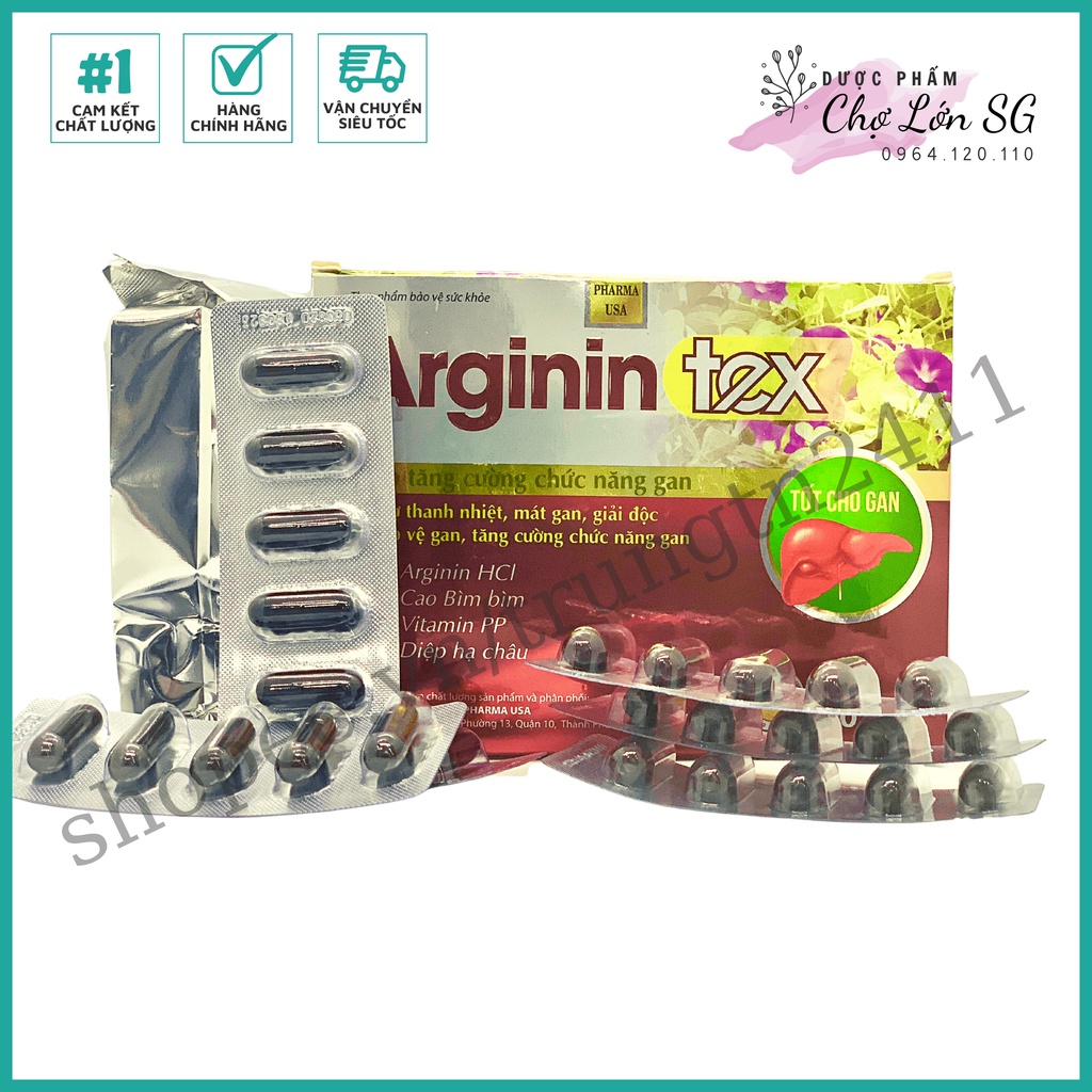 Viên uống mát gan ARGININ TEX giảm tổn thương gan do bia rượu  - Hộp 60 viên