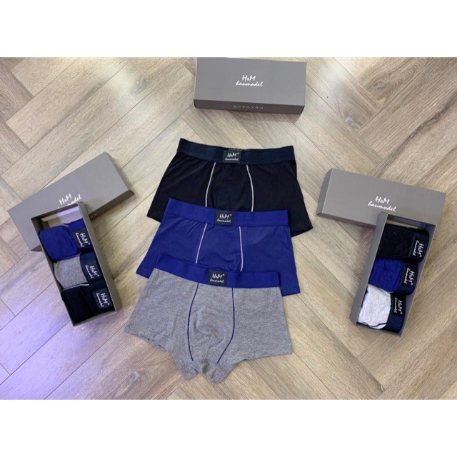 Hộp 3 quần sịp đùi , quần lót nam cao cấp, Chất liệu thun mềm mại co giãn tốt thoải mái. 999