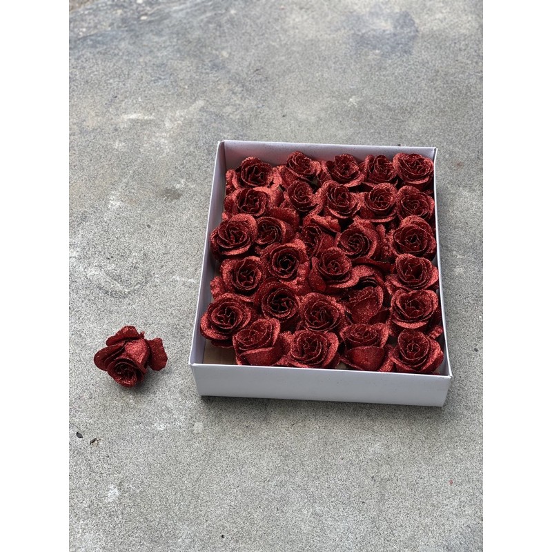 Hoa hồng nhũ kim tuyến hộp 30 bông