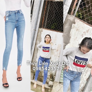 Quần jeans dáng skinny zara 9 tấc rua gấu
