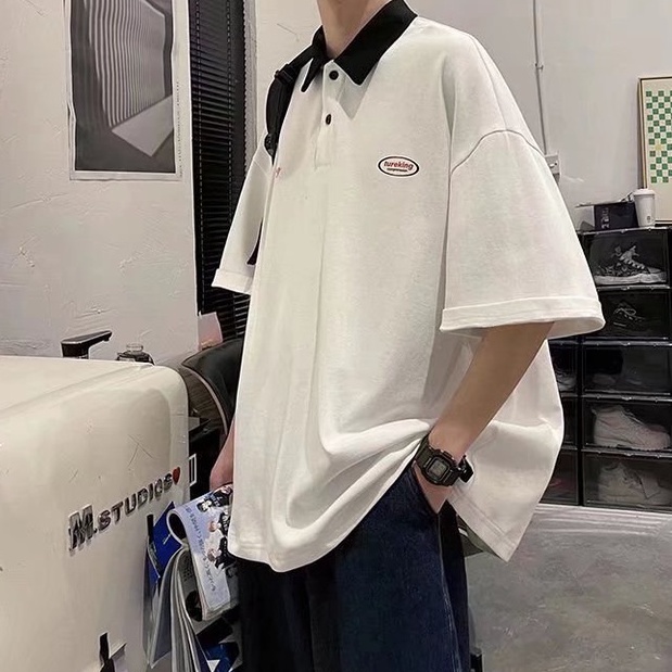 Áo Thun Cotton Tay Ngắn Cổ Đứng Màu Trơn Đơn Giản Thời Trang Hàn Quốc Cho Nam