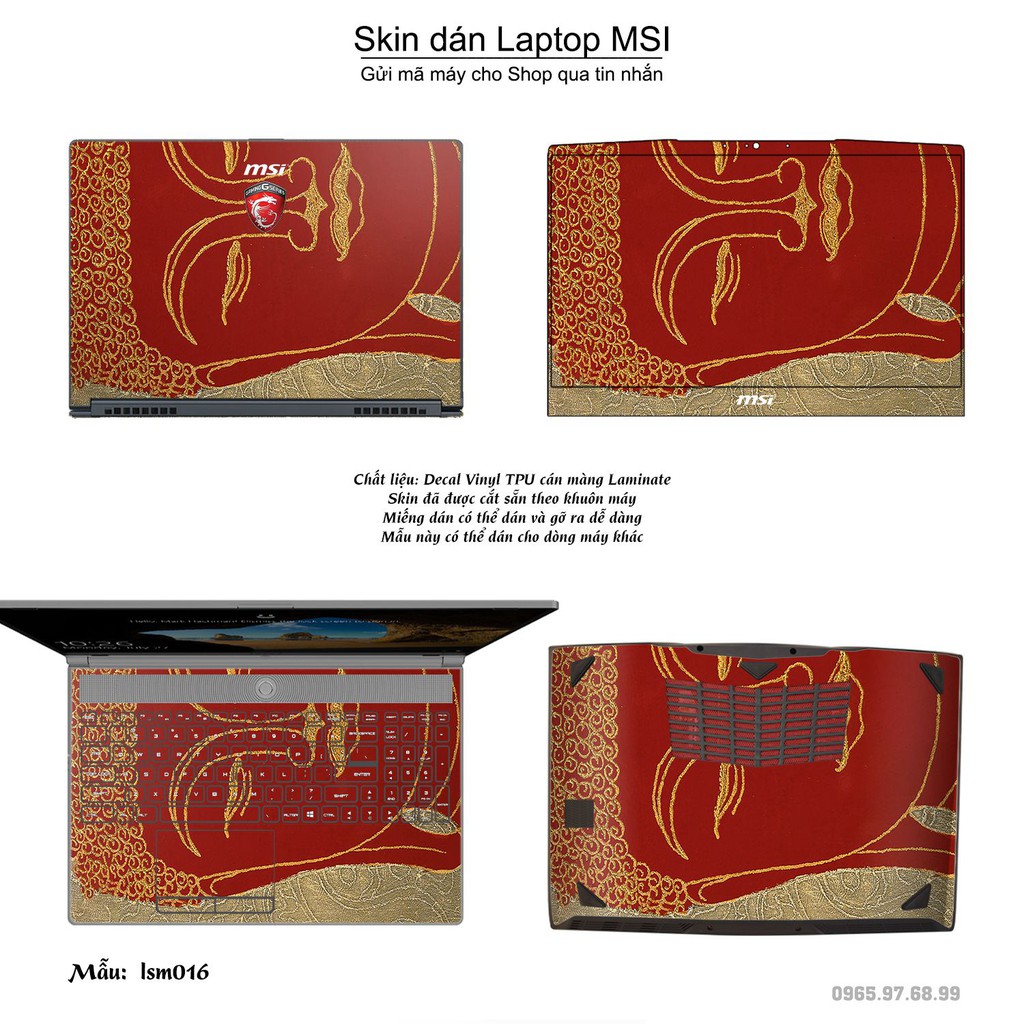 Skin dán Laptop MSI in hình Đức Phật (inbox mã máy cho Shop)