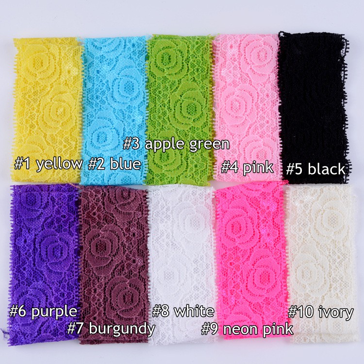 Băng đô ren co giãn 4cm nhiều màu phụ kiện bờm tóc #FD005