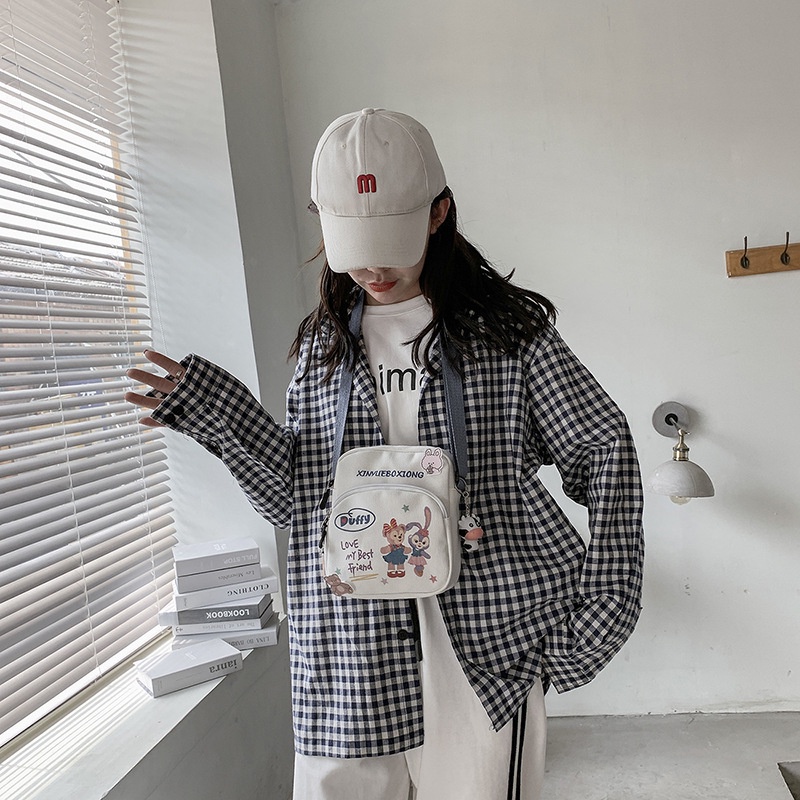 Túi Đeo Vai Bằng Vải Canvas Hình Vuông In Họa Tiết Động Vật Phong Cách Mới Cho Nữ