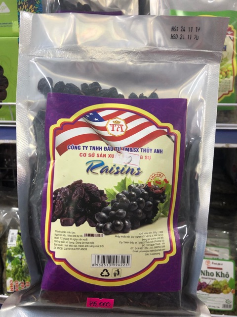 1kg Nho khô đen Ấn Độ