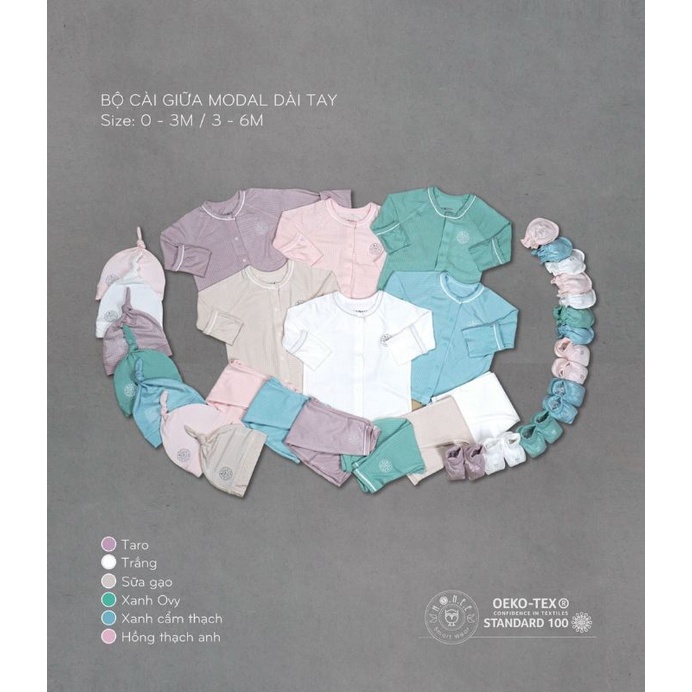 Hrnee Chất modal gỗ sồi -  Bộ cài giữa Hrnee cho bé 3-7kg