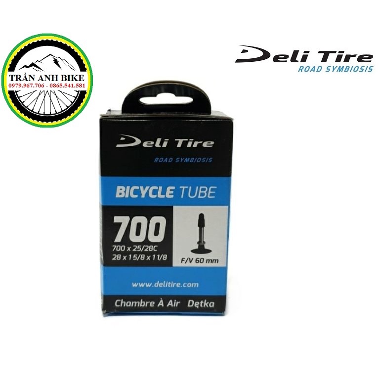 Cặp 2 cái ruột xe đạp Deli Tire 700x25-28c 60mm Van Pháp - Van Xe Đạp