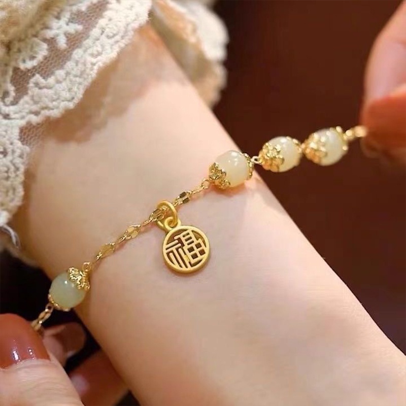 Vòng Tay Chuông Đá Ngọc Bích Nhân Tạo Hetian Làm Quà Tặng Cho Bạn Gái JP5
