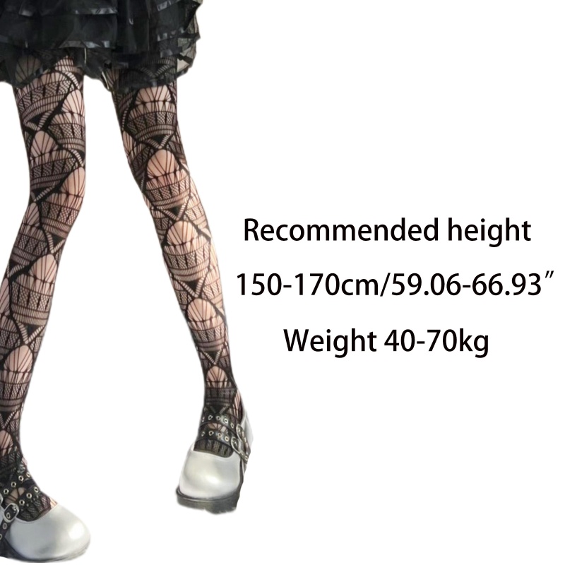 XIXI Quần Tất Lưới Họa Tiết Hình Học Phong Cách Gothic Thời Trang