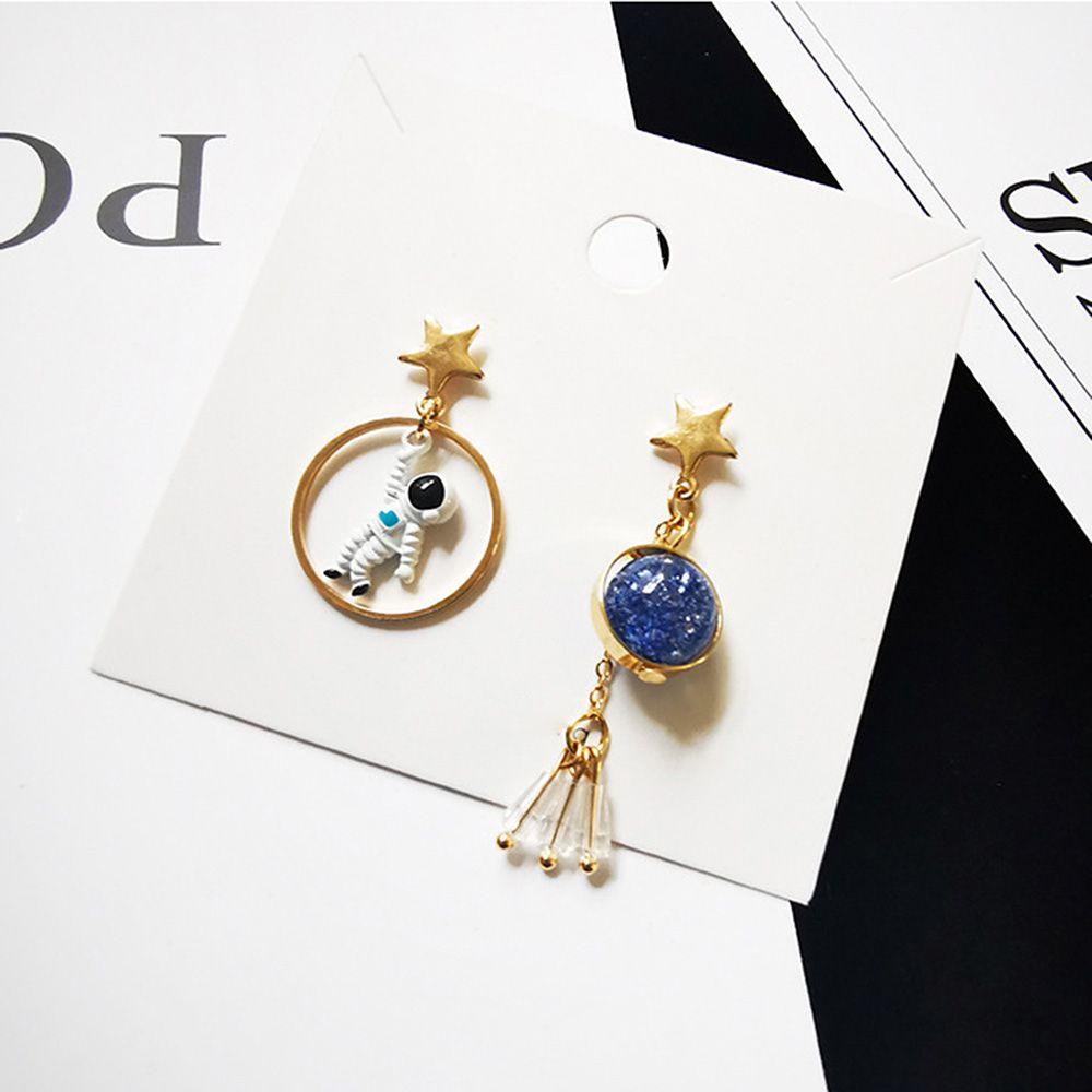 Bông Tai RALPH Thời Trang Cá Tính|Vòng Tròn Phối Tua Rua Họa Tiết Phi Hành Gia Hoạt Hình Thời Trang Cho Nữ