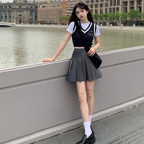 Áo kiểu ZHELIHANGFEI vải dệt kim không tay hở eo quyến rũ trẻ trung phong cách Mỹ