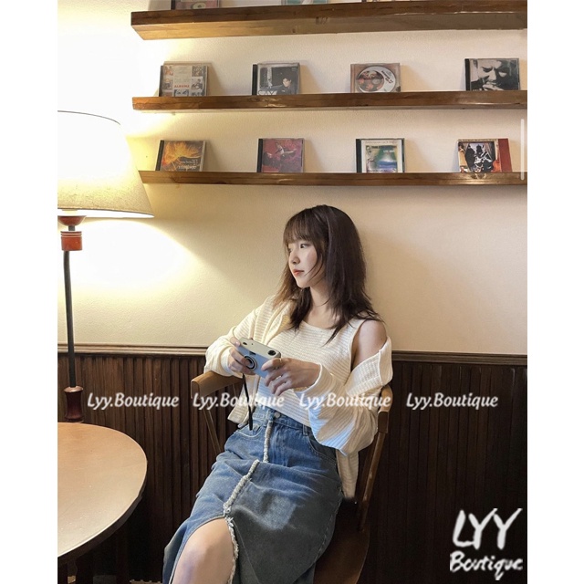 Set áo khoác cardigan kèm áo 2 dây croptop dáng trơn chất gạo xốp style Hàn Quốc LYY BOUTIQUE