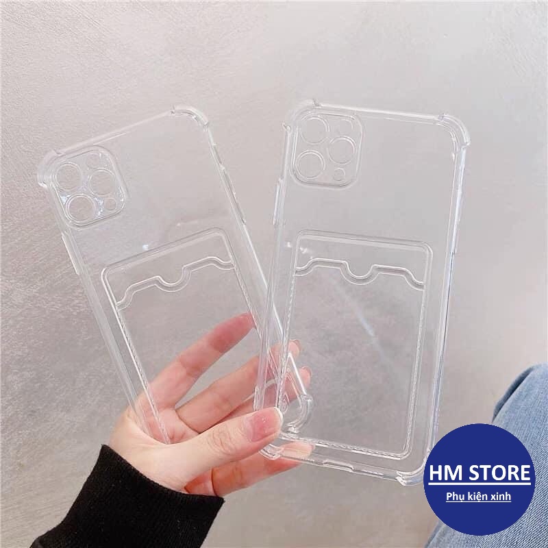 Ốp lưng có NGĂN GIỮ THẺ trong suốt CHỐNG VA ĐẬP dành cho 6/6plus/6s/6splus/7/7plus/8/8plus/x/xr/xs/11/12/13promax