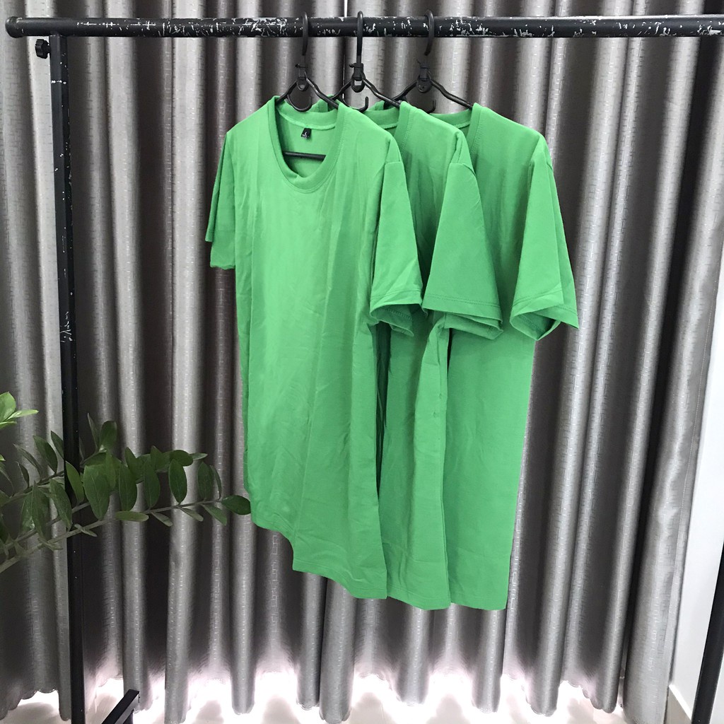 Áo thun nam nữ trơn cổ tròn, tay ngắn Màu xanh két
