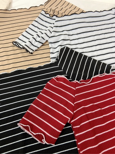 [ Mã WASTAPR giảm 10K đơn 50K] ÁO TRỄ VAI LEN GÂN KẺ SỌC/ CROPTOP LEN KẺ KHOÉT TRÁI TIM | BigBuy360 - bigbuy360.vn