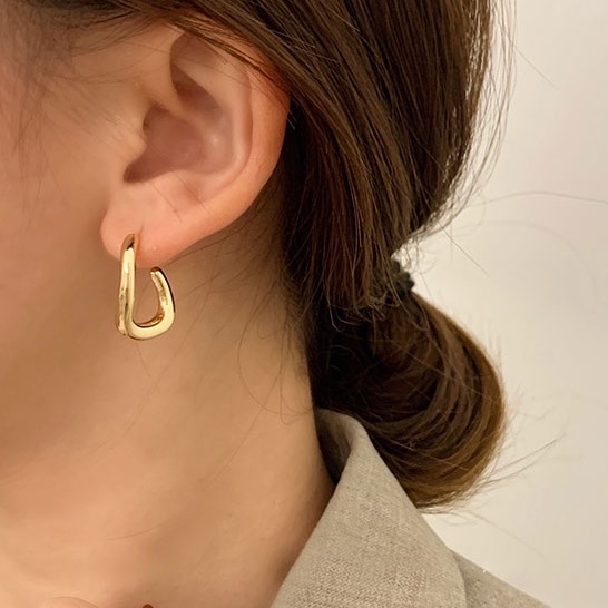 Bông Tai Chữ c Bằng Bạc Phong Cách Hàn Quốc Đơn Giản