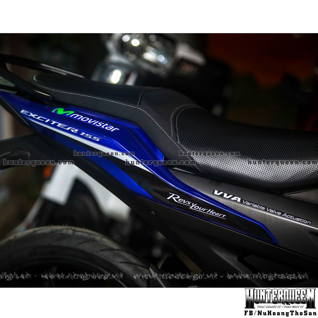 Tem rời in UV cao cấp, Movistar 3D. Dán xe Exciter 155 màu xanh GP. Kích thước chuẩn, không bay màu, độ dính cao