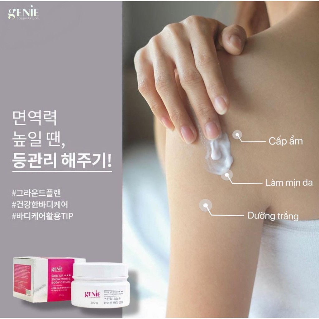 Kem Dưỡng Trắng Da Body Genie Skin Up Snow White Body Cream - 200g