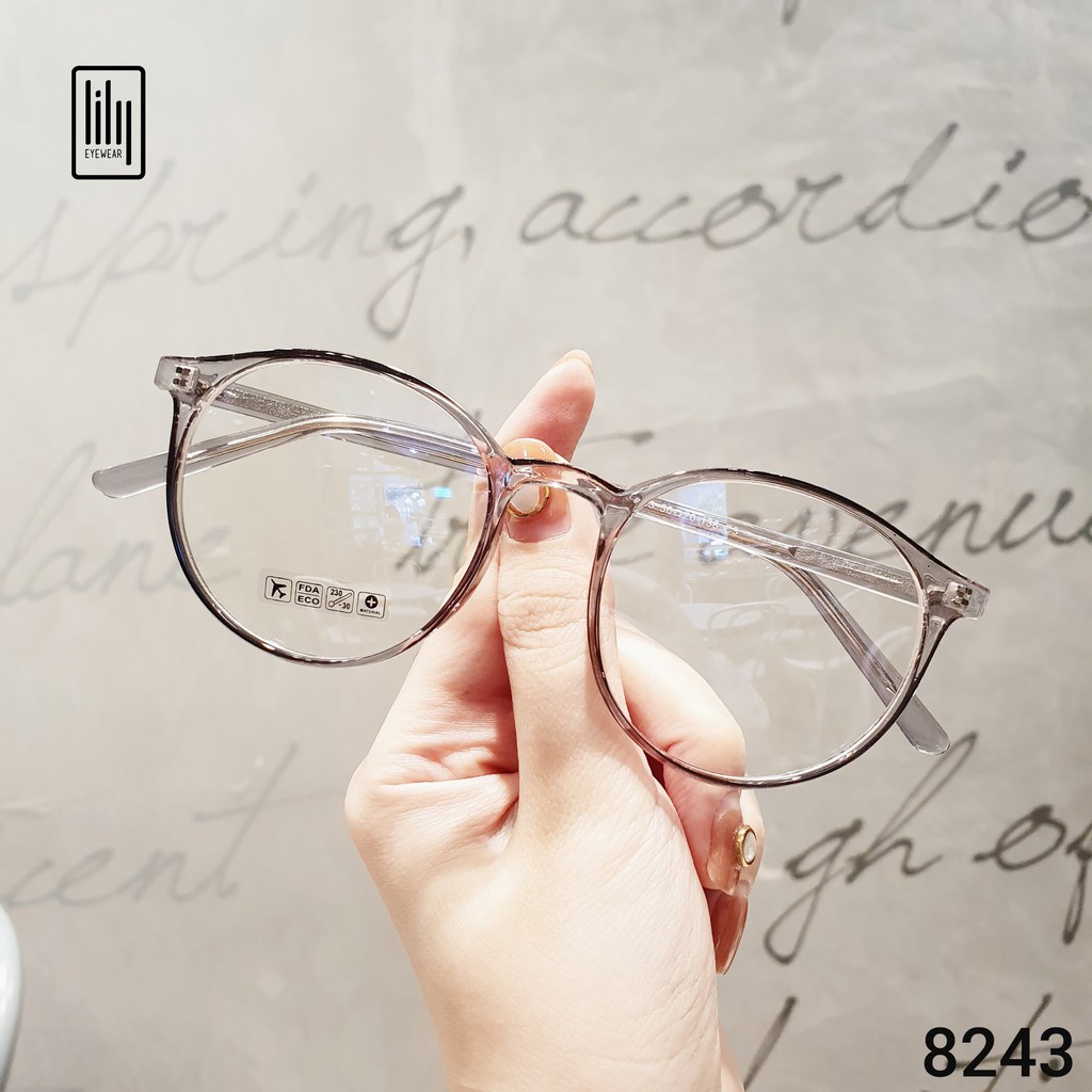 Gọng kính cận nam nữ Lilyeyewear nhựa dẻo, kiểu dáng mắt tròn, đa dạng màu sắc - 8243