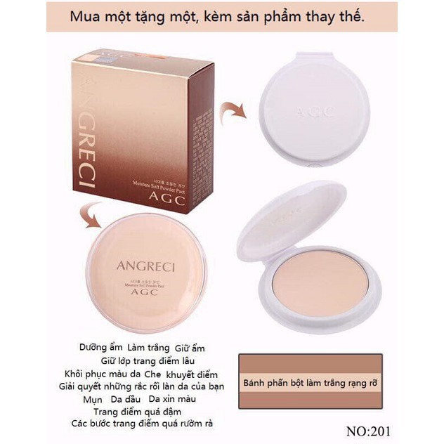 Phấn phủ ANGRECI AGC kèm dầu, siêu mịn Hàn Quốc 10g