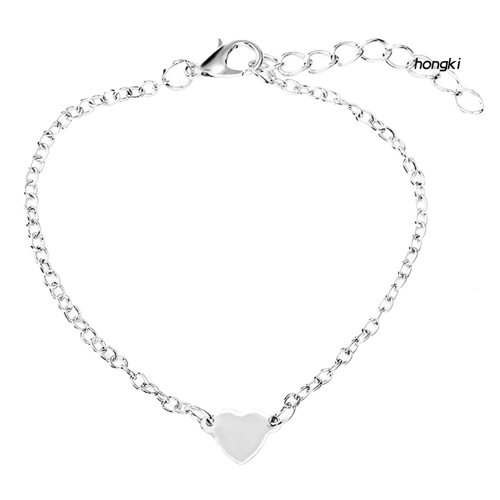 Vòng Tay Hợp Kim Mặt Hình Trái Tim Thời Trang Dành Cho Nữ