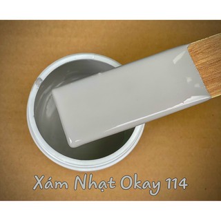[Giá Hủy Diệt] Sơn chậu kiểng hệ nước ngoài trời Okay màu Xám Nhạt #114(Siêu Bóng) 1Kg