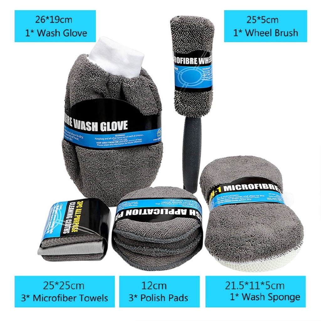 Set 9 Khăn Lau Xe Hơi Mềm Mại Tiện Lợi