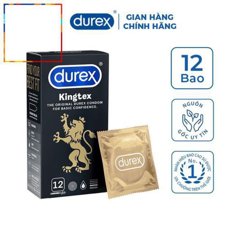 Bao cao su Durex Kingtex vừa vặn với kích thước đa số đàn ông người Việt (12 bao/1 hộp bcs)