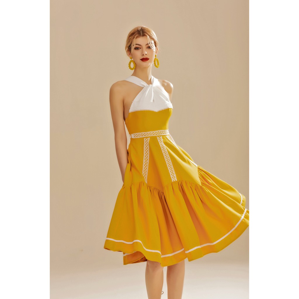 SÒ VINTAGE - MORELA Đầm yếm phối ren