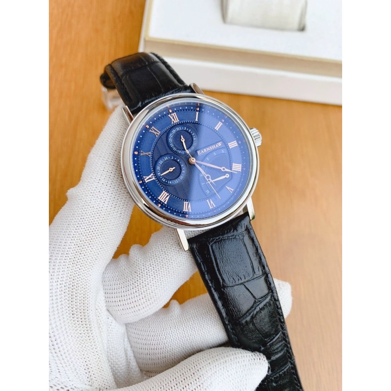 Đồng hồ nam  Thomas Earnshaw Men's ES Beaufort Blue Dial Leather Watch dây da đen chính hãng