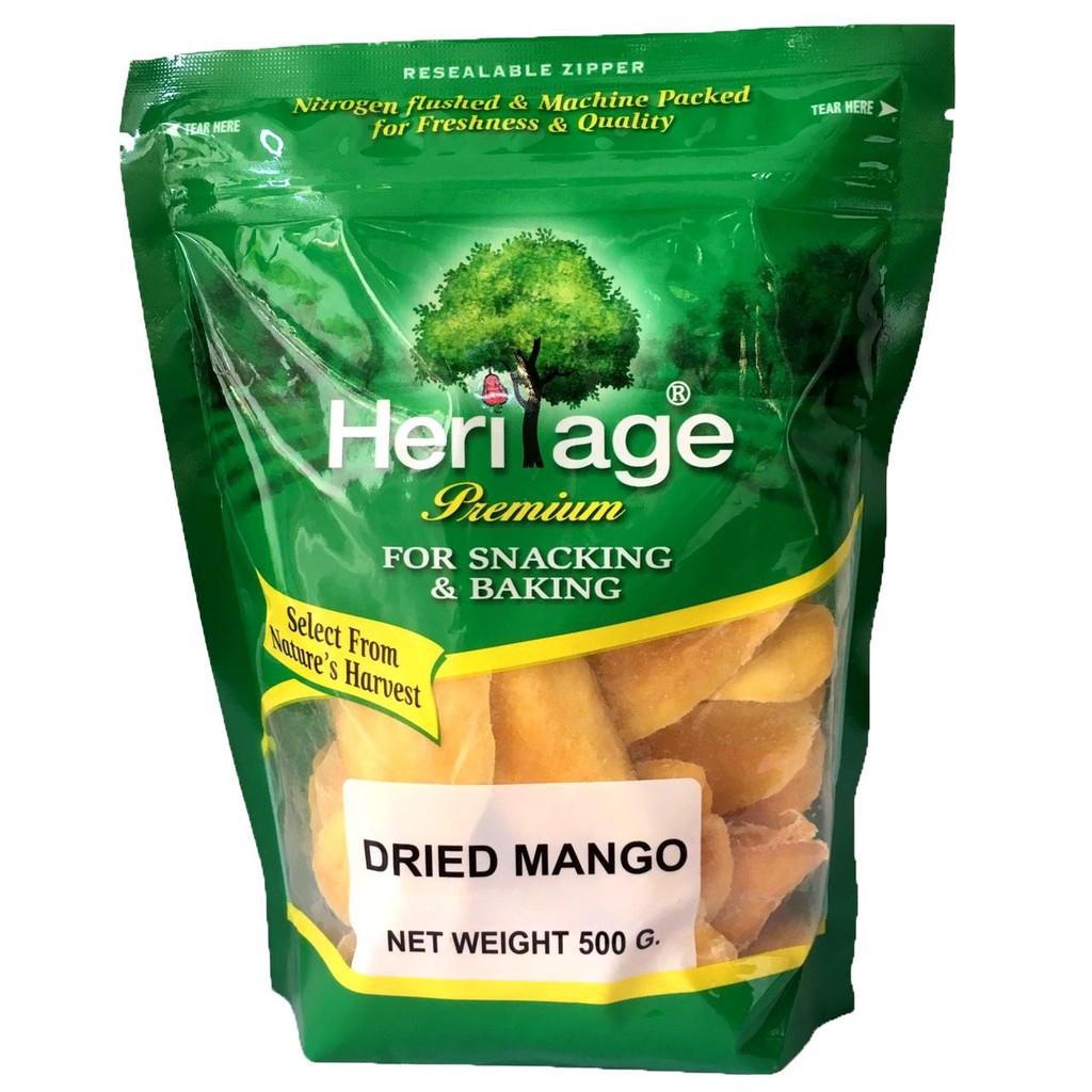 Xoài Sấy Dẻo  HERITAGE chính hãng  Thái Lan , vị chua ngọt hài hòa , giàu vitamin C  500G- Dried Mango