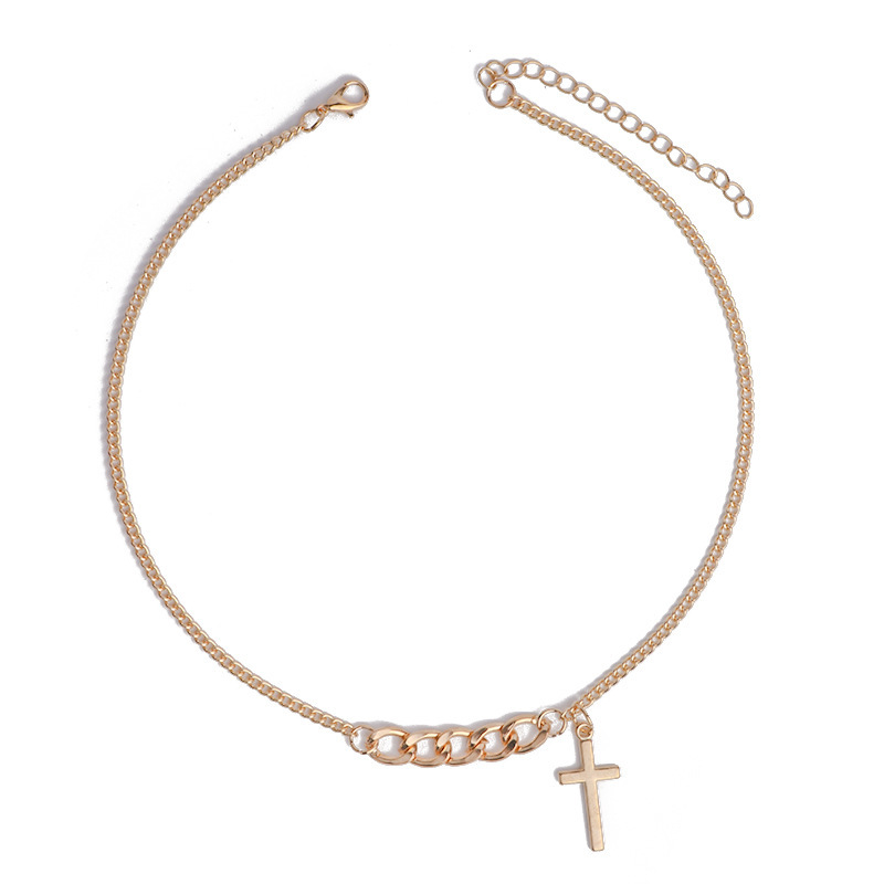 Vòng cổ dạng dây xích mặt dây hình chữ thập phong cách retro thời trang cá tính