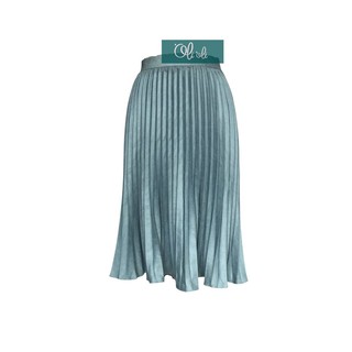 Combo 2 Chân váy xếp ly Olioli Fashion (Dài ngang gối màu xanh dương + caro màu xám ghi dáng midi)