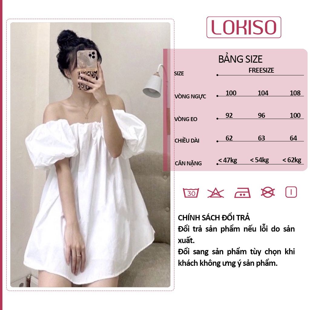 Áo trễ vai bèo hở vai tay phồng bồng rộng kiểu babydoll bánh bèo dễ thương LOKISO AK12
