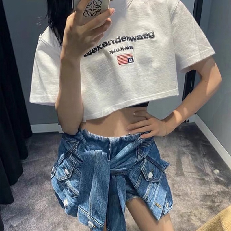 Áo Thun Crotop Form Rộng Tay Ngắn Chất Cotton Mền Mại In Chữ ALEXENDENWARG Ulzzang Style Hàn Quốc TTT0139