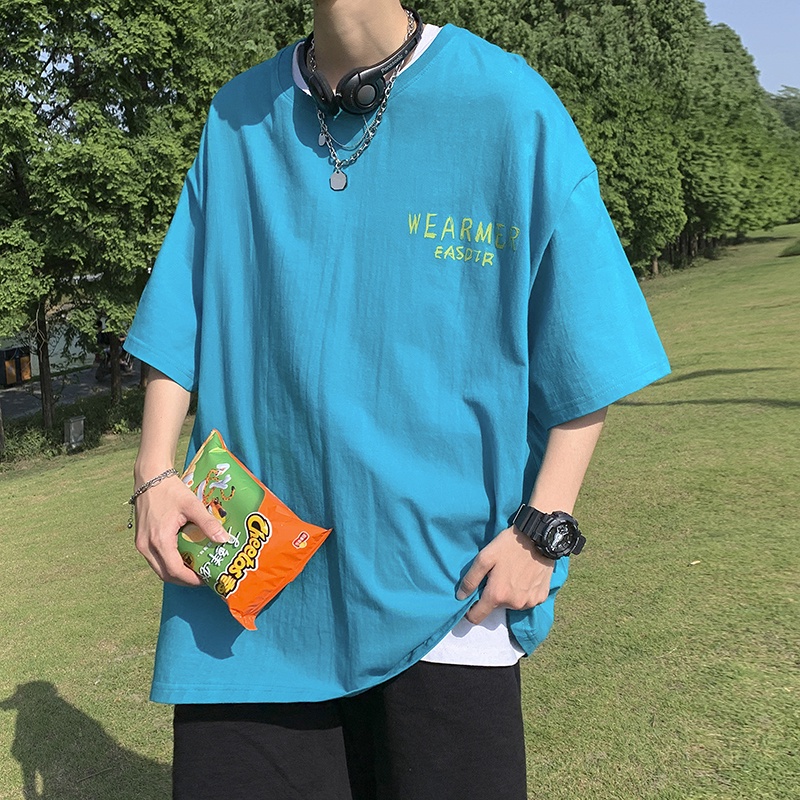 Áo thun tay ngắn cổ tròn dáng rộng in họa tiết graffiti phong cách Hàn Quốc thời trang cho nam size m-5xl