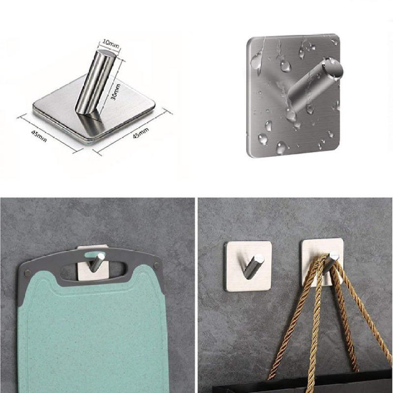 Combo 4 Móc Treo Đồ Đa Năng Decor Dán Tường Gạch Men Keo 3M Chất Liệu Inox SUS304 - OENON