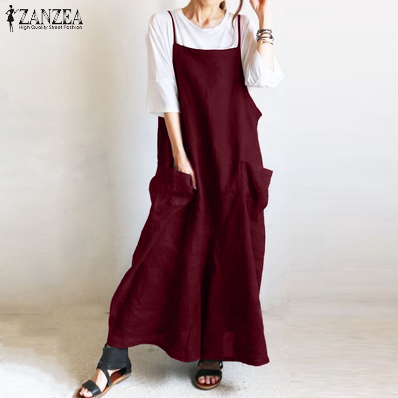 Váy yếm dáng rộng thời trang cho nữ Zanzea
