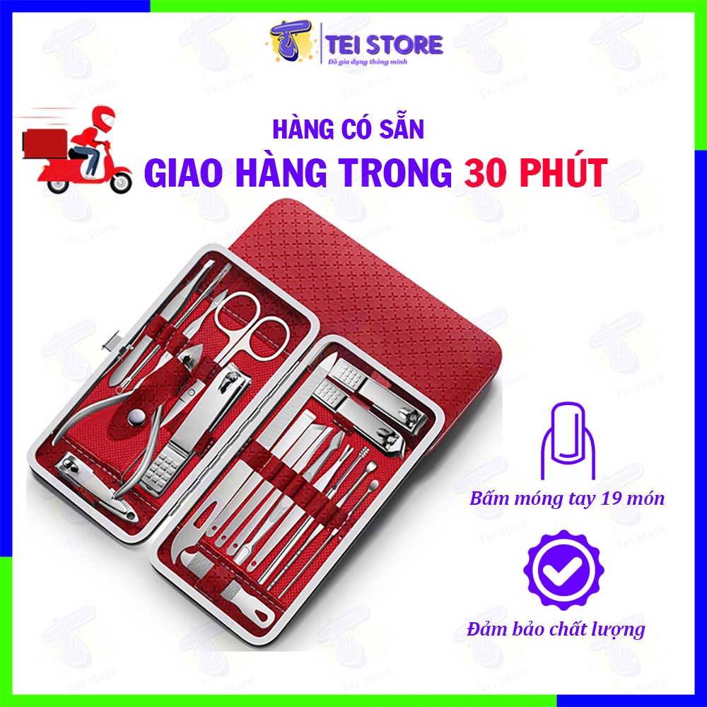 Bộ Bấm Móng Tay Đa Năng 19 Món Thép Không Gỉ - Cắt Móng Tay, Kìm Làm Móng Cao Cấp BM02 - Tei Store