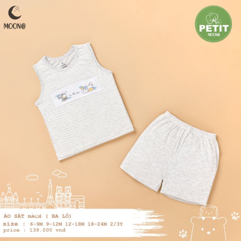 Moon -  Bộ ba lỗ Moon vải petit mềm mát cho bé từ 6-16kg