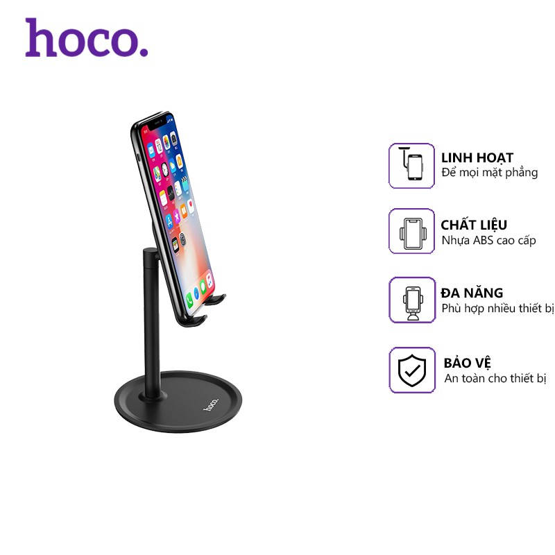 Giá đỡ điện thoại để bàn hợp kim nhôm cao cấp Hoco PH15, sử dụng đa năng tiện dụng, phụ kiện tương tích nhiều thiết bị