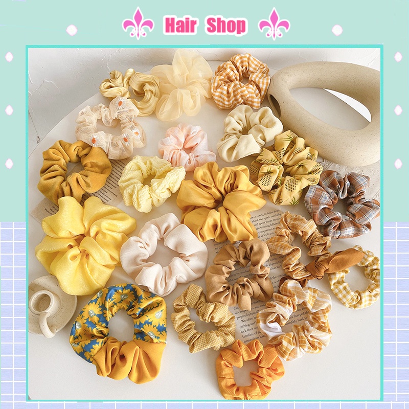 Dây buộc tóc màu vàng phong cách Hàn Quốc đáng yêu cho nữ