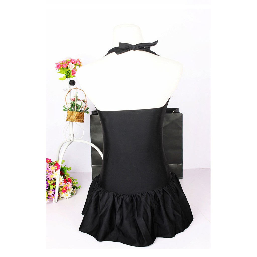 Bikini liền một mảnh vây cá đẹp mặc đi biển đi bơi Đen và đỏ tặng kèm mút lót ngực tiện lợi LM039