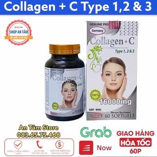 Viên uống đẹp da Collagen + C Type 123 16000mg bổ sung collagen, vitamin e giúp chống lão hóa, cải thiện nếp nhăn (60v)