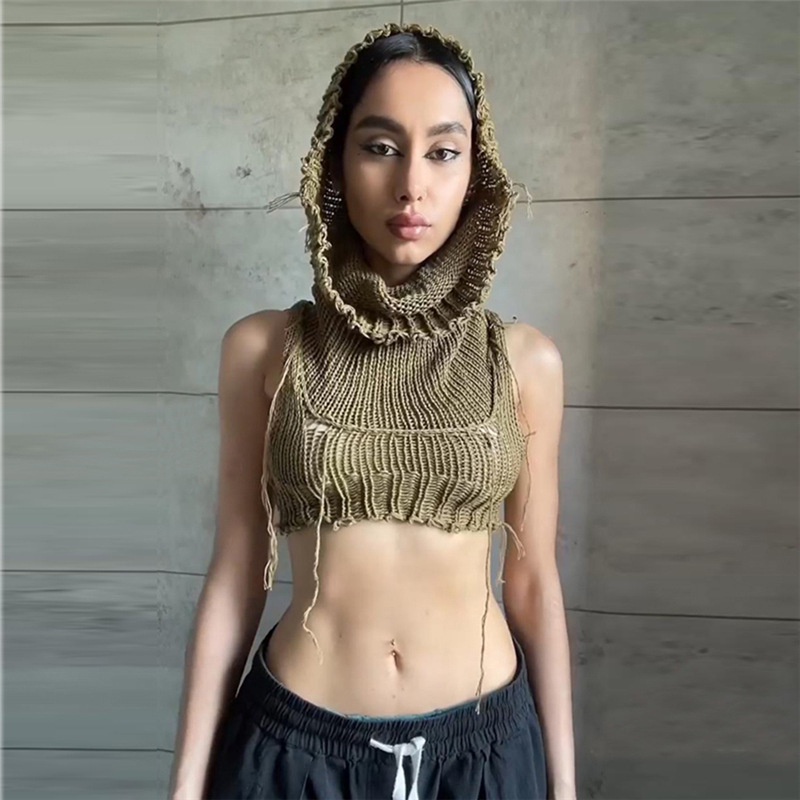 Áo Croptop Dệt Kim Sát Nách Màu Sắc Thanh Lịch