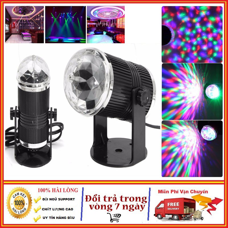 Đèn led mini 7 màu STAGE tạo hiệu ứng ánh sáng cho sàn nhảy - party- karaoke -cảm ứng ánh sáng DJ xoay