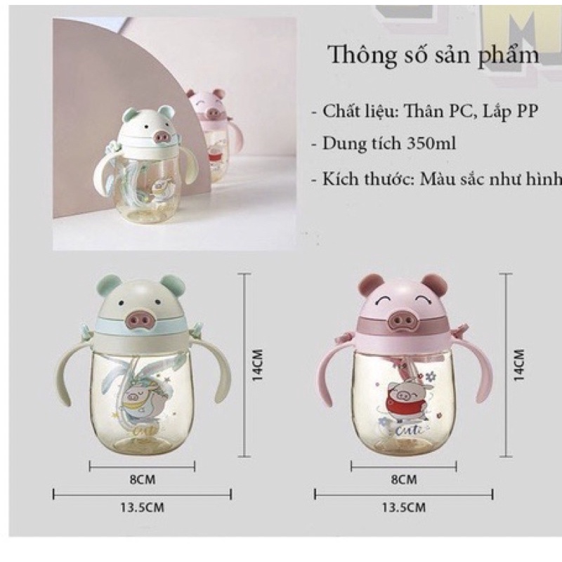 BÌNH TẬP UỐNG NƯỚC, CỐC TẬP HÚT, TẬP UỐNG CÓ VAN CHỐNG SẶC 350ML VÀ 400ML CHO BÉ